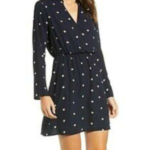 All in favor xxl blue polka dot long sleeve dress